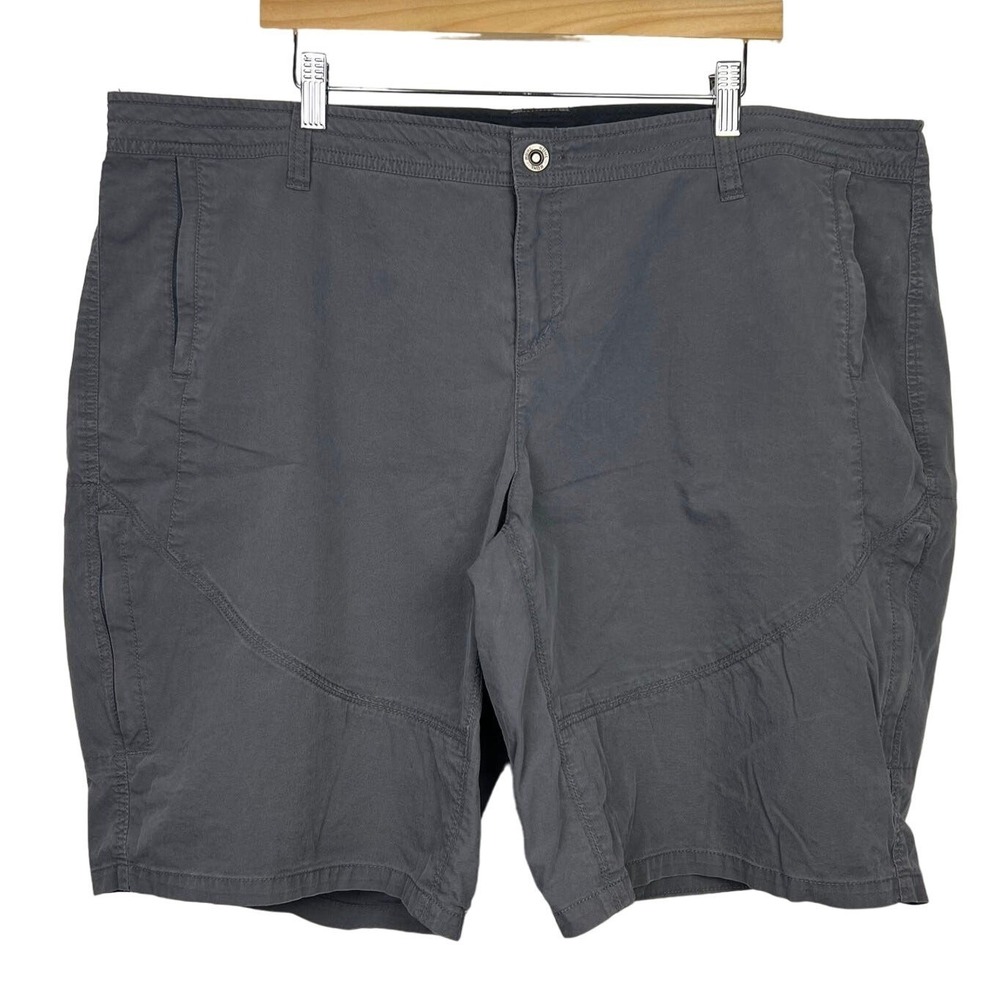 Kuhl Stretch Spire Women 22W Twill Hiking Outdoors Cargo Shorts Gray Camping